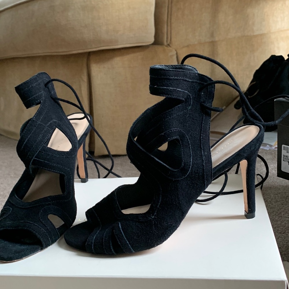 Loeffler Randall black suede Leila heels size 6.5